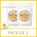 180/300 Vitamin D3 K2 Capsules with Coconut Oil - Vitamin D3 10000 iu Plus K2 (ML-7) 200 mcg, 300 Virgin Coconut Oil Softgels