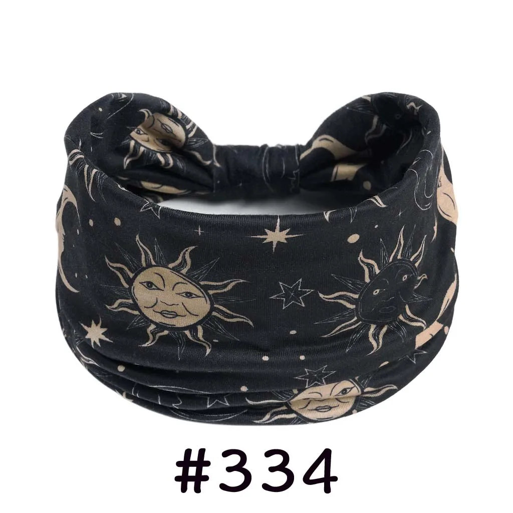 Boho Headbands for Women Knotted Wide Headwrap Turban Yoga Workout Head Bands Stretch Hiarbands Cotton Bandana Hair Accessories