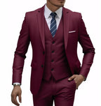 13 Color Basic Style Men's Casual Solid Color 3 Pieces Suits / Male Two Button Blazers Jacker Coat Trousers Pants Vest Waistcoat