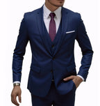 13 Color Basic Style Men's Casual Solid Color 3 Pieces Suits / Male Two Button Blazers Jacker Coat Trousers Pants Vest Waistcoat