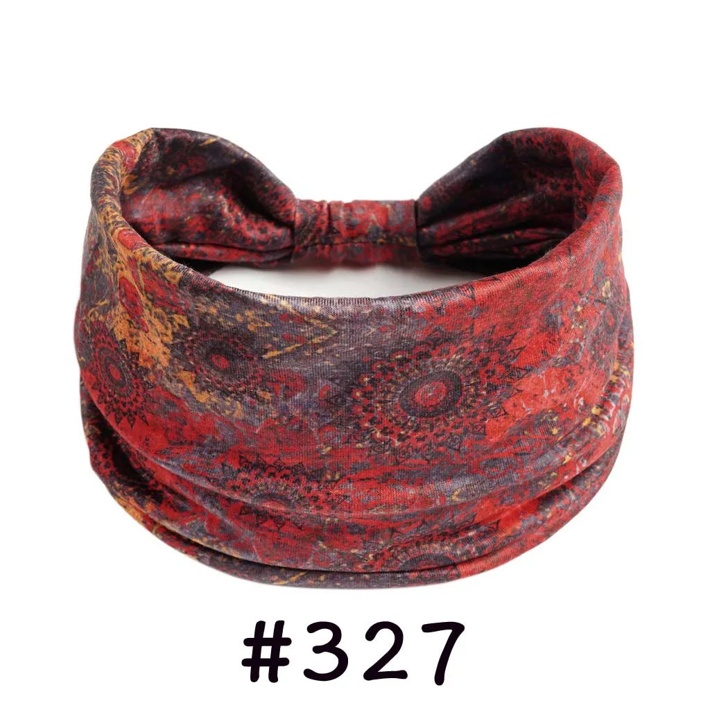 Boho Headbands for Women Knotted Wide Headwrap Turban Yoga Workout Head Bands Stretch Hiarbands Cotton Bandana Hair Accessories