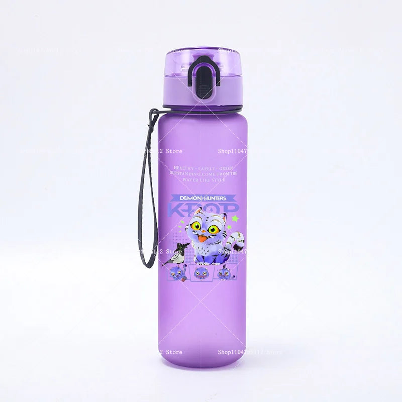 650ML KPop Demon Hunters Water Cup Trend Simple Frosted Sports Water Cup Boys Girl Portable Drop-proof Outdoor Fitness Jug Gift