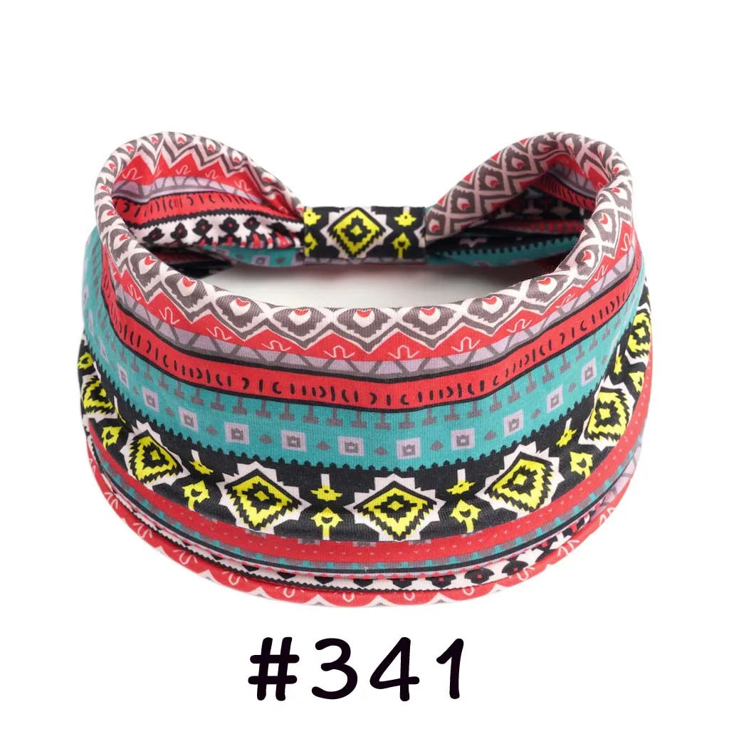 Boho Headbands for Women Knotted Wide Headwrap Turban Yoga Workout Head Bands Stretch Hiarbands Cotton Bandana Hair Accessories