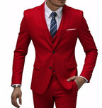 13 Color Basic Style Men's Casual Solid Color 3 Pieces Suits / Male Two Button Blazers Jacker Coat Trousers Pants Vest Waistcoat