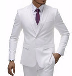 13 Color Basic Style Men's Casual Solid Color 3 Pieces Suits / Male Two Button Blazers Jacker Coat Trousers Pants Vest Waistcoat