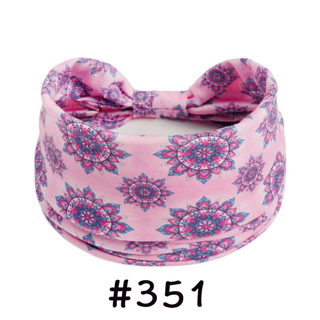 Boho Headbands for Women Knotted Wide Headwrap Turban Yoga Workout Head Bands Stretch Hiarbands Cotton Bandana Hair Accessories