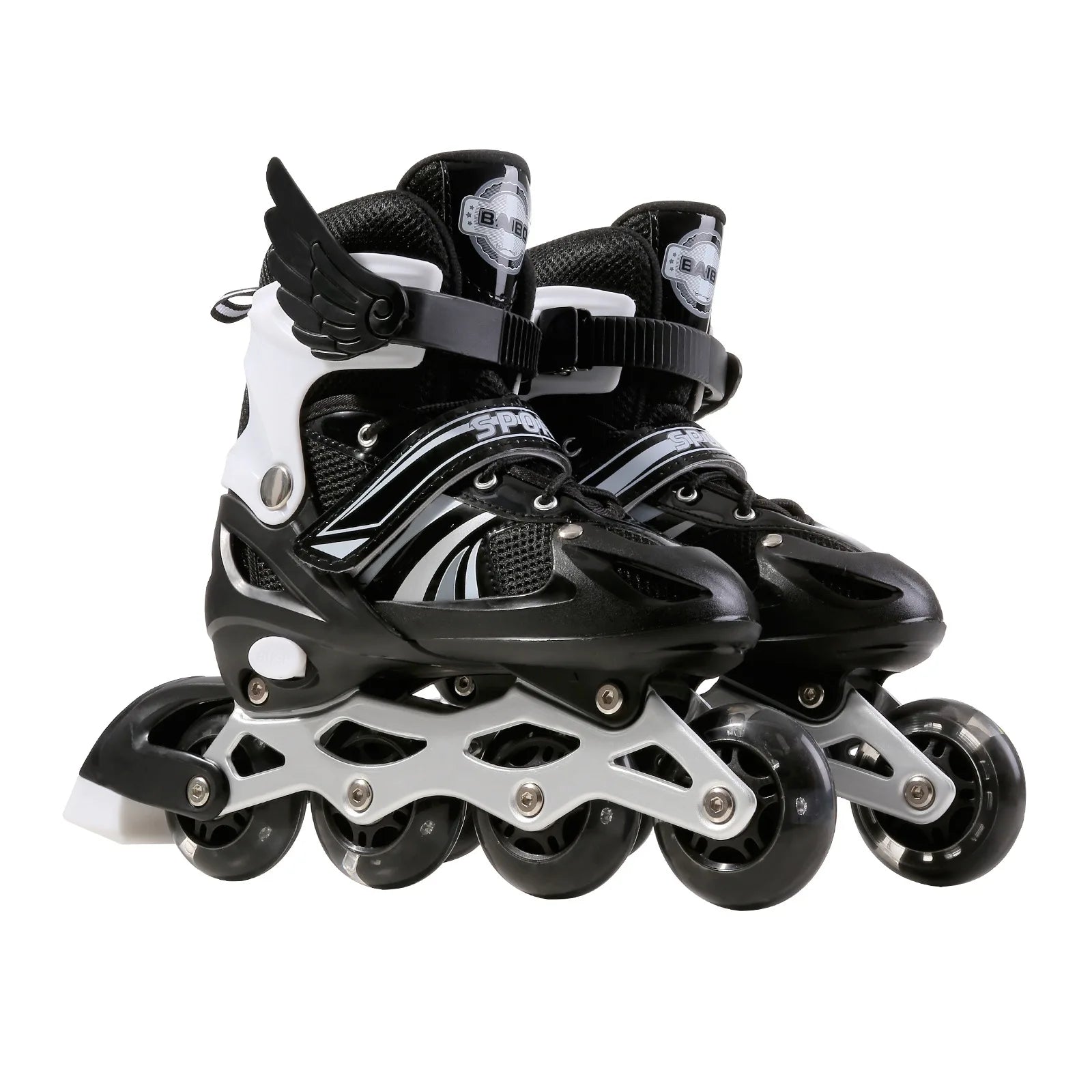 Children's the Skating Shoes Men's and Women's Adjustable Pulley Single Flash Roller Skates