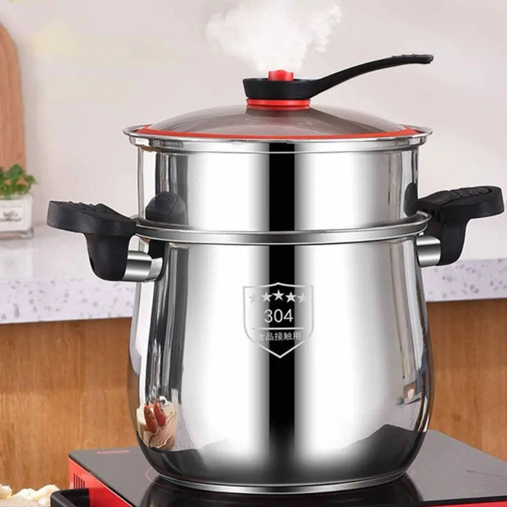 Durable 304 Stainless Steel Micro-Pressure Cooker Non-Stick Large Capacity Stockpot Anti-scalding 8 L Stew Pot Soup