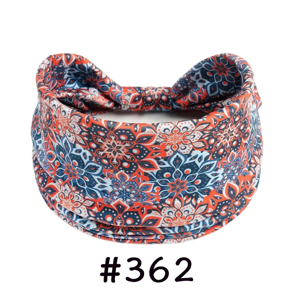 Boho Headbands for Women Knotted Wide Headwrap Turban Yoga Workout Head Bands Stretch Hiarbands Cotton Bandana Hair Accessories