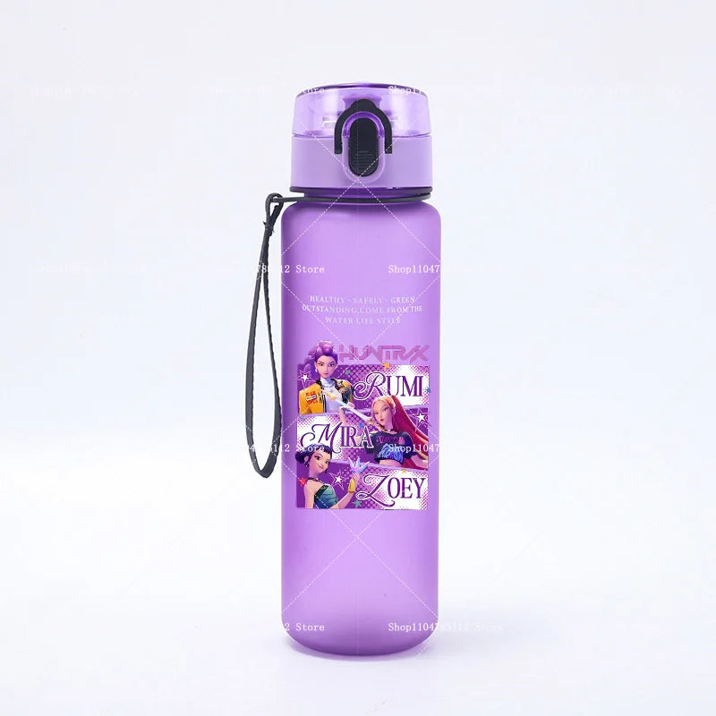 650ML KPop Demon Hunters Water Cup Trend Simple Frosted Sports Water Cup Boys Girl Portable Drop-proof Outdoor Fitness Jug Gift
