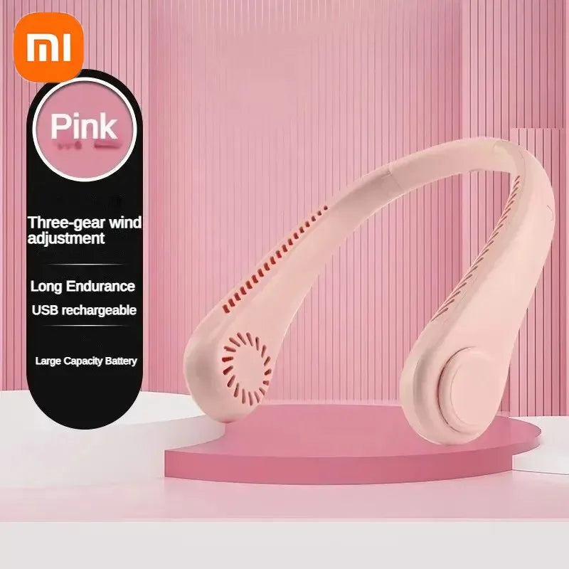 Xiaomi New Hanging Neck Fan 360 Degrees Hanging Neck Fan Portable Cooling Fan USB Bladeless Surround Air Outlet Rechargeable
