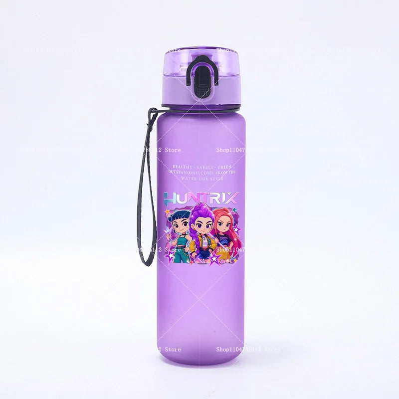 650ML KPop Demon Hunters Water Cup Trend Simple Frosted Sports Water Cup Boys Girl Portable Drop-proof Outdoor Fitness Jug Gift