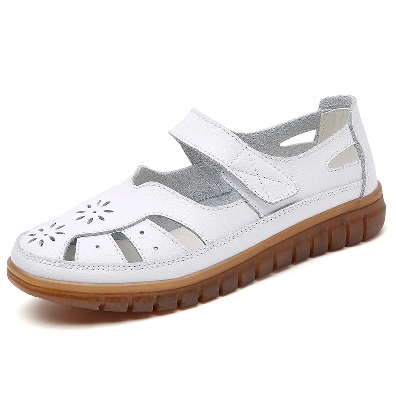 New Summer Women Sandals Ladies Roman Shoes Comfortable Flats Walking Slippers Covered Toe Beach Shoes Fashion White Shose