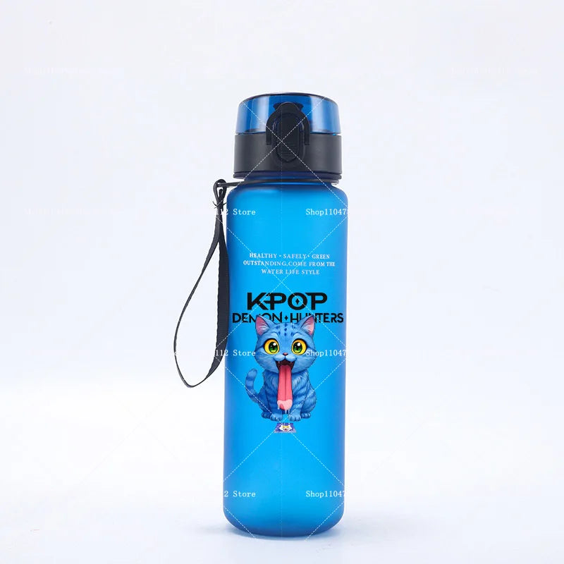 650ML KPop Demon Hunters Water Cup Trend Simple Frosted Sports Water Cup Boys Girl Portable Drop-proof Outdoor Fitness Jug Gift