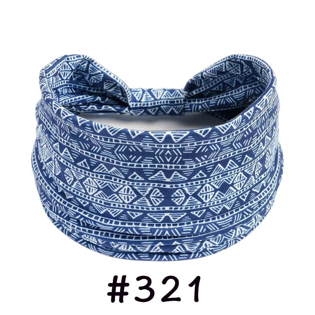 Boho Headbands for Women Knotted Wide Headwrap Turban Yoga Workout Head Bands Stretch Hiarbands Cotton Bandana Hair Accessories