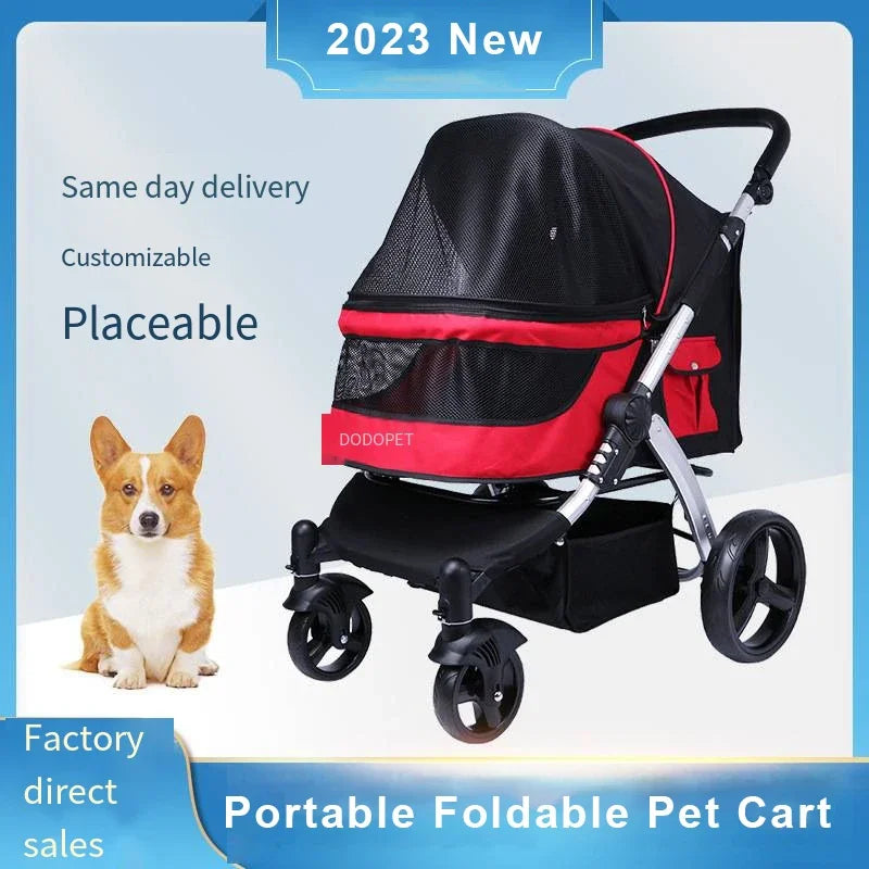 Foldable Large Size Luxury Pet Cart Large Dog Cart Multiple Cats for Outdoor Strolling Dog Walking Cart Portable 2024 Newest