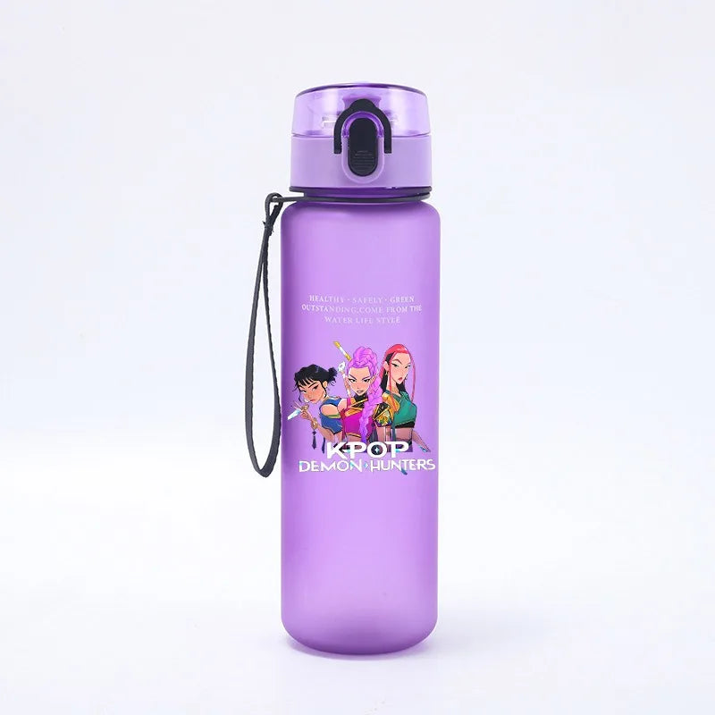 650ML KPop Demon Hunters Water Cup Trend Simple Frosted Sports Water Cup Boys Girl Portable Drop-proof Outdoor Fitness Jug Gift