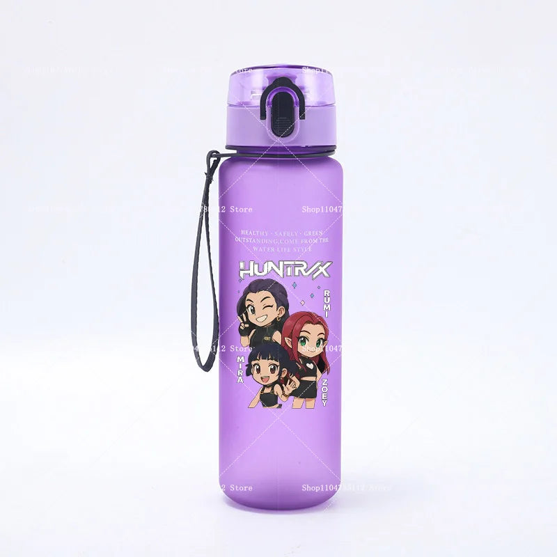 650ML KPop Demon Hunters Water Cup Trend Simple Frosted Sports Water Cup Boys Girl Portable Drop-proof Outdoor Fitness Jug Gift