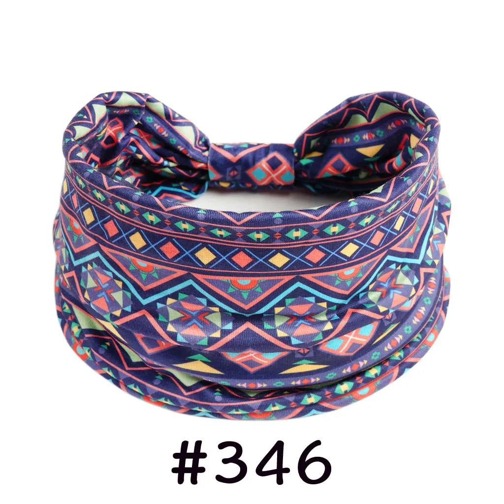 Boho Headbands for Women Knotted Wide Headwrap Turban Yoga Workout Head Bands Stretch Hiarbands Cotton Bandana Hair Accessories