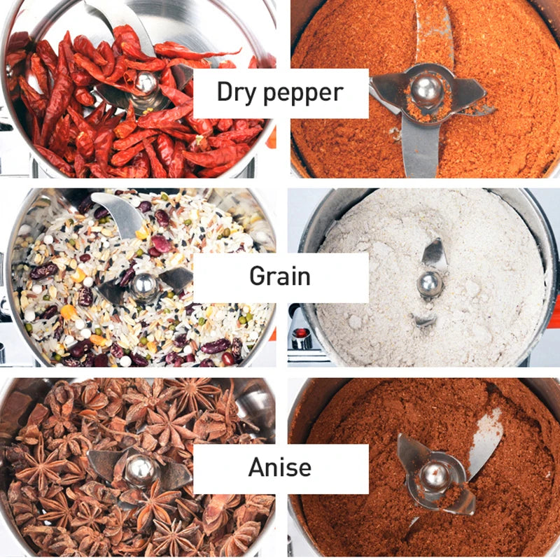 2500g Swing Type Safety Electric Grain Grinder Mill High-speed Spice Mill Commercial Powder Machine Dry Cereals Grinder