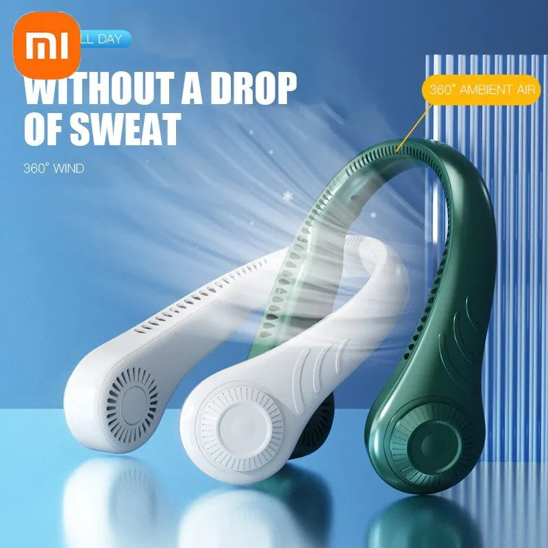 Xiaomi New Hanging Neck Fan 360 Degrees Hanging Neck Fan Portable Cooling Fan USB Bladeless Surround Air Outlet Rechargeable