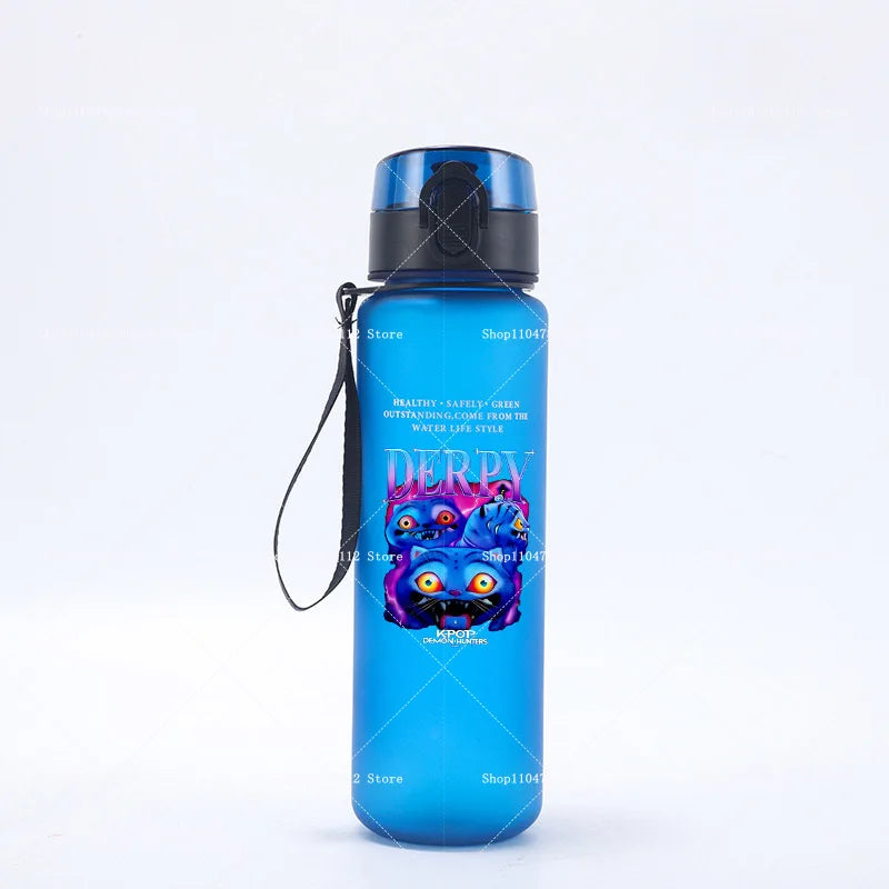 650ML KPop Demon Hunters Water Cup Trend Simple Frosted Sports Water Cup Boys Girl Portable Drop-proof Outdoor Fitness Jug Gift