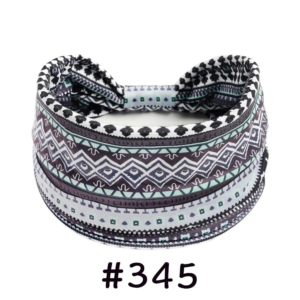 Boho Headbands for Women Knotted Wide Headwrap Turban Yoga Workout Head Bands Stretch Hiarbands Cotton Bandana Hair Accessories