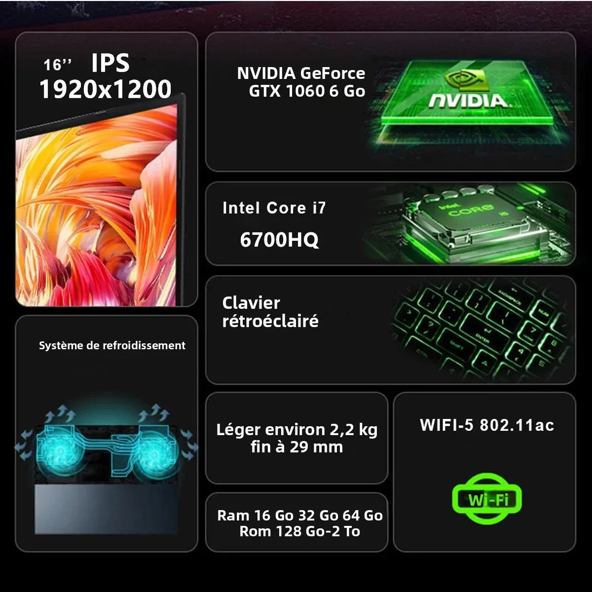 CARBAYTA Intel Core I7 6700HQ Laptop 15.6″ IPS Screen 16G 32GB 64GB RAM NVIDIA GeForce GTX 1060 6G Game Computer Windows 11 Pro
