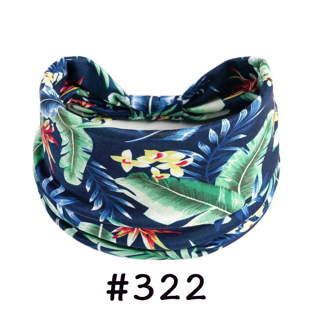 Boho Headbands for Women Knotted Wide Headwrap Turban Yoga Workout Head Bands Stretch Hiarbands Cotton Bandana Hair Accessories