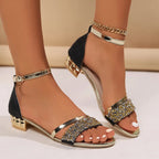 2024 New Fashion Women's Sandals Gold and Silver Low Heel Casual Shoes Women Open Toe Summer Light Fashion Women's Shoes