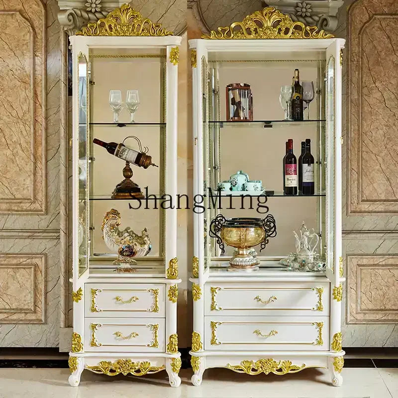 DHY household solid wood glass display cabinet dining room single and double door cabinet storage cabinet