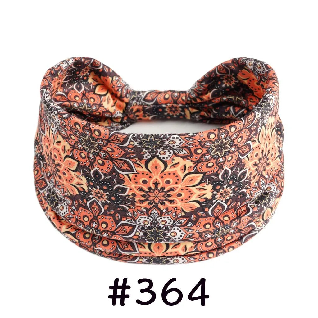 Boho Headbands for Women Knotted Wide Headwrap Turban Yoga Workout Head Bands Stretch Hiarbands Cotton Bandana Hair Accessories