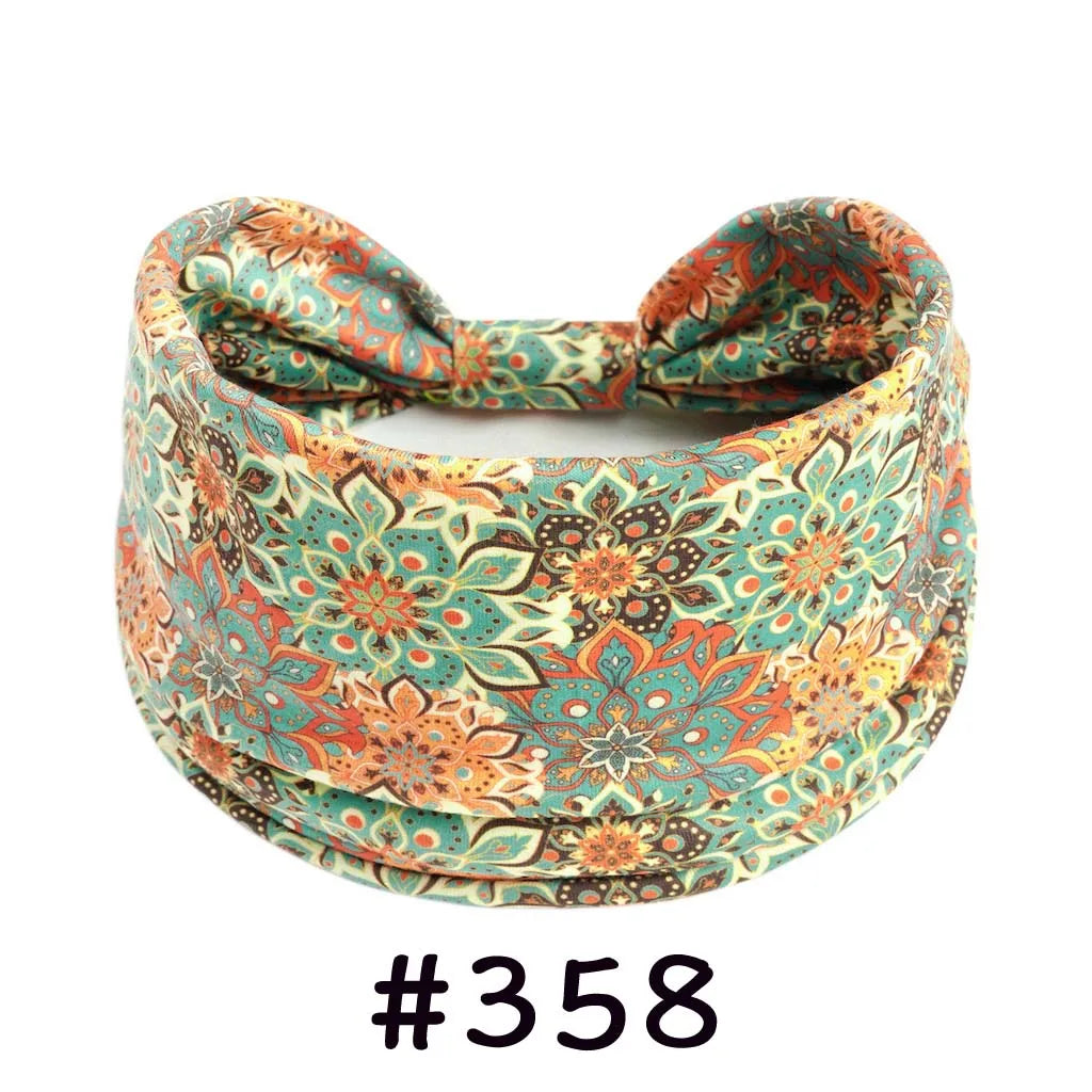Boho Headbands for Women Knotted Wide Headwrap Turban Yoga Workout Head Bands Stretch Hiarbands Cotton Bandana Hair Accessories