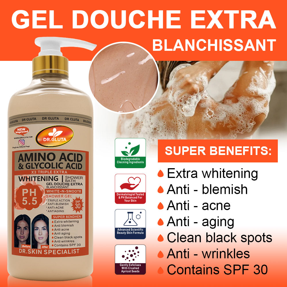 Amino Acid & Glycolic Acid Shower Gel Anti-aging Whitening Body Skin Care Brightening Bath Wash